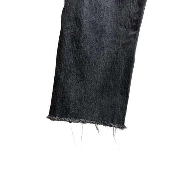 Levis 501 High Rise Straight Leg Faded Black Denim Raw Cut Off Hem Jeans 25 - Picture 10 of 16